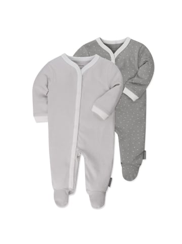 LaLoona Schlafanzug 2er Pack Strampler Pyjama Einteiler - Grau in grau