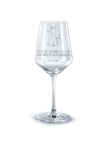 Mr. & Mrs. Panda glas für rotwein Einhorn Fuchs mit Spruch in Transparent