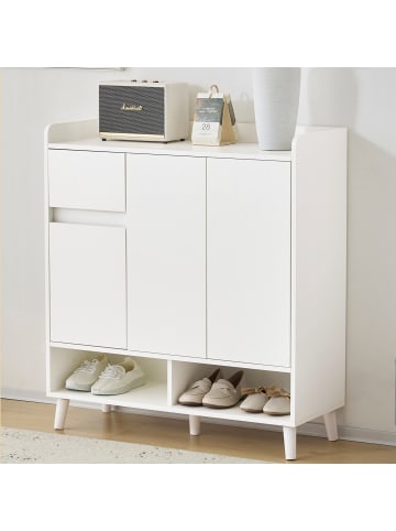 ABRIHOME Schuhschrank mit Massivholzbeinen und Stauraum in weiß