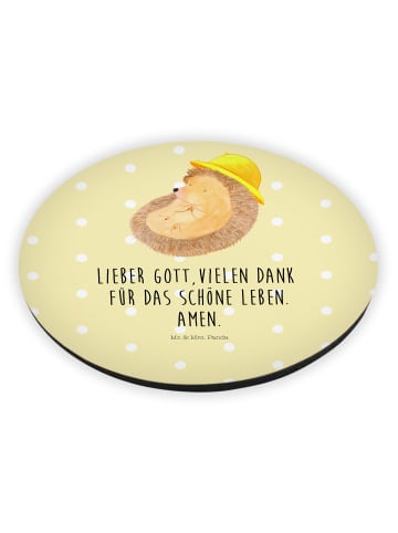 Mr. & Mrs. Panda holzmagnet Igel Beten mit Spruch in Gelb Pastell