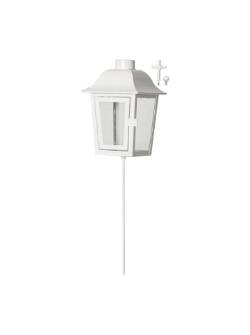 STAR Trading Grablaterne ,Serene, Metall und Glas, weiß, ohne Kerze, H 45cm