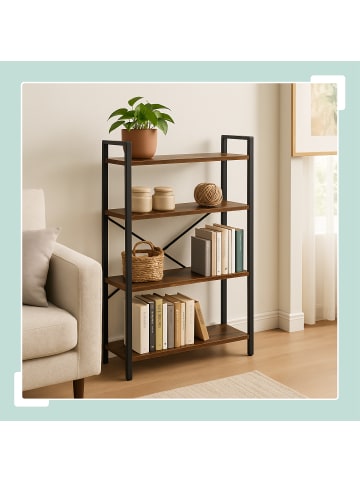 relaxdays Bücherregal in Braun/ Schwarz -  (B)60 x (H)122 x (T)32 cm