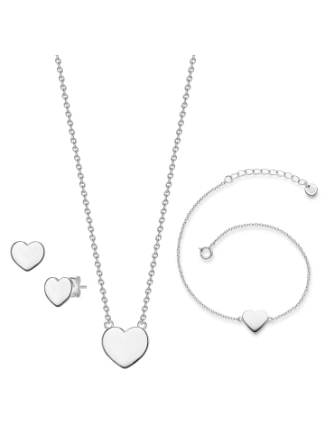 Glanzstücke München Schmuckset Herz aus Sterling Silber in silber