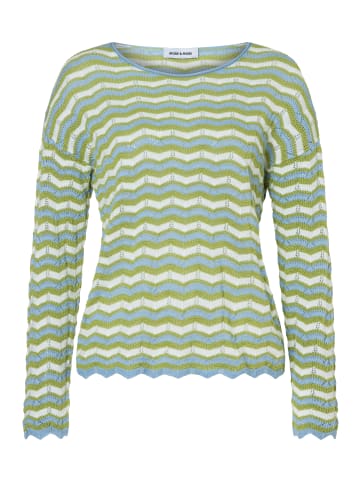 More & More kurzer, gestreifter Ajour-Pullover in stripes