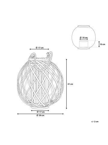 Beliani Laterne SAMOA in Braun - (W) 39 x (H) 41 x (L) 39 cm