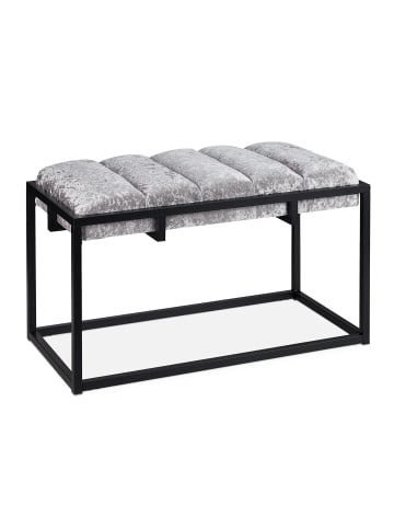 relaxdays Sitzbank in Grau/ Schwarz - (B)80 x (H)47 x (T)40 cm