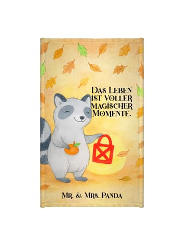 Mr. & Mrs. Panda Handtuch Waschbär Laterne Design mit Spruch in Weiß