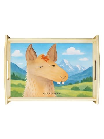 Mr. & Mrs. Panda Dekotablett Lamakopf Genervt Design ohne Spruch in Weiß