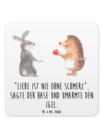 Mr. & Mrs. Panda Glasuntersetzer Hase Igel mit Spruch in Weiß