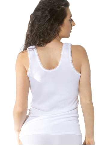 Yenita® Damen Unterhemden mit Spitze 4er Pack Tank Top, Achselhemd in weiß