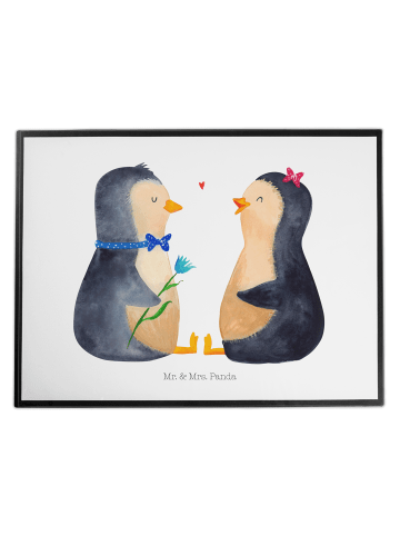 Mr. & Mrs. Panda Schreibunterlage Pinguin Pärchen ohne Spruch in Weiß