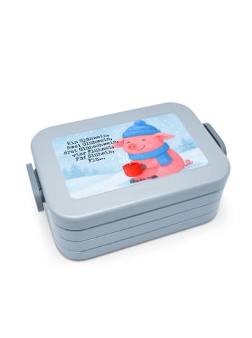 Mr. & Mrs. Panda Bento Box Schweinchen Glühwein Design mit Spruch in Blau Pastell