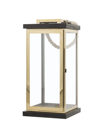 Beliani Laterne BORNEO in Messing/Braun - (W) 19 x (H) 41 x (L) 19 cm