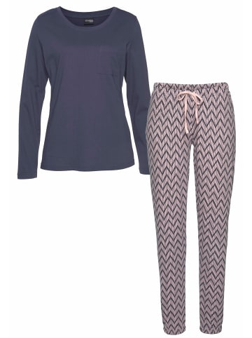 VIVANCE DREAMS Pyjama in dunkelblau/rosa-gemustert