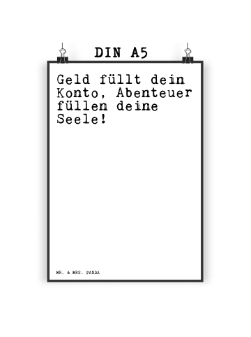 Mr. & Mrs. Panda Poster Geld füllt dein Konto,... mit Spruch in Weiß
