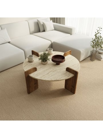 CALICOSY Couchtisch AUREL in Beige - (W) 90 x (H) 35 x (L) 90 cm