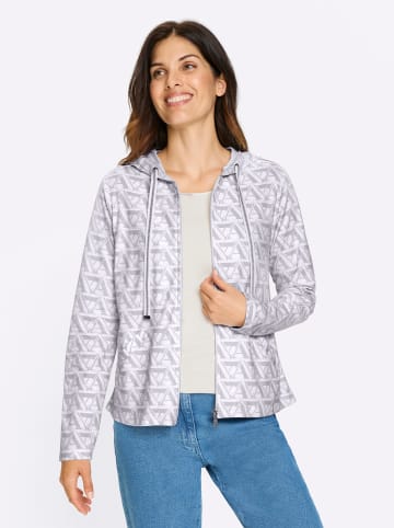 Sieh an! Sweatjacke in weiß-hellgrau-bedruckt
