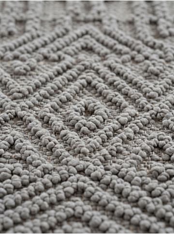 KADIMA DESIGN Flachgewebe-Teppich Ethno Streifen Boho Pflegeleicht in Silber