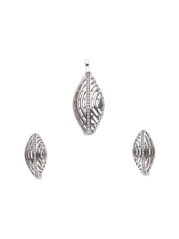 usha FESTIVAL Women Set Of Pair Of Earrings And Pendant in Silver