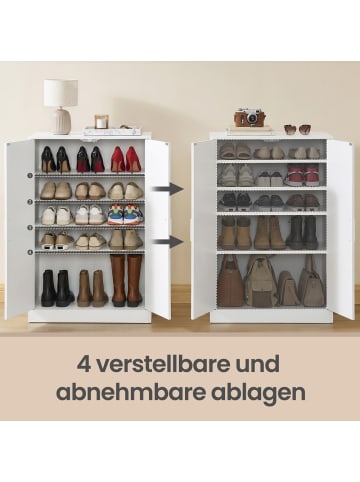 VASAGLE Schuhschrank Custos in Weiß - (B)60 x (H)90.5 x (T)37 cm