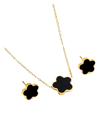 ENGELSINN Schmuck-Set Blume Halskette Ohrstecker in Gold