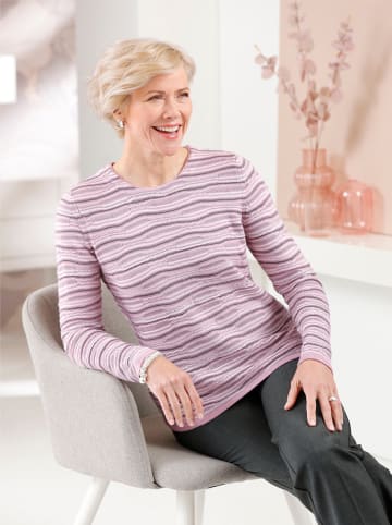 WITT WEIDEN Pullover in mauve-anthrazit-geringelt