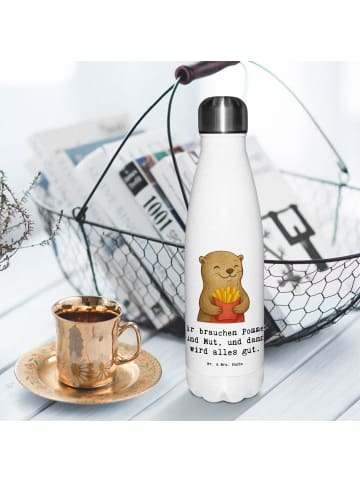 Mr. & Mrs. Panda Thermo-Trinkflasche Otter Pommes mit Spruch in Weiß