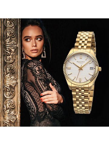 Regent Analog-Armbanduhr Regent Metallarmband gold mittel (ca. 34mm)
