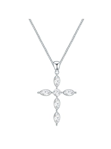 Lulu & Jane Halskette Kreuz Messing verziert mit Kristallen von Swarovski® in silber