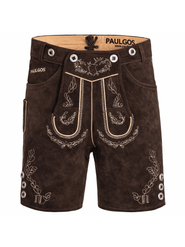 PAULGOS Lederhose Kurz Echtleder HK1 in Dunkelbraun