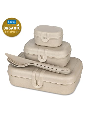 koziol PASCAL READY - Lunchbox-Set + Besteck-Set in nature desert sand