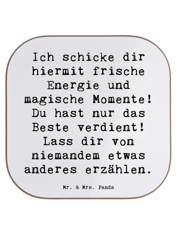 Mr. & Mrs. Panda gläseruntersetzer Spruch Freude und Energie mit... in Weiß