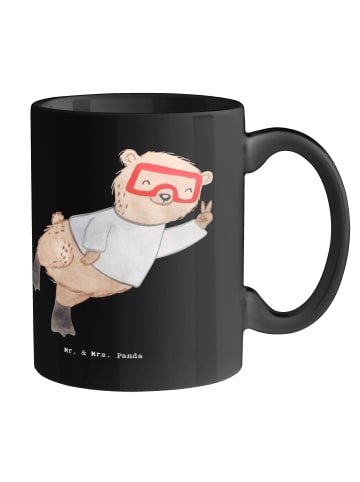 Mr. & Mrs. Panda Kaffeetasse Schwimmlehrer Motivation mit Spruch in Schwarz