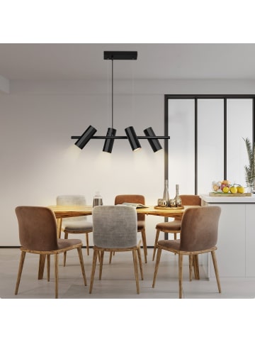 ZMH Pendelleuchte 4-flammige GU10 in Schwarz rechteckig Modern echseckiges Design