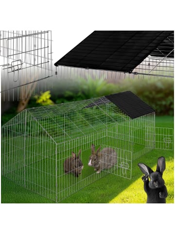 tectake Tierauslauf, 180 x 75 x 75 cm, aus 12 Gitterelementen, 2 Türen