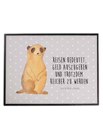 Mr. & Mrs. Panda Schreibtischunterlage Erdmännchen mit Spruch in Grau Pastell