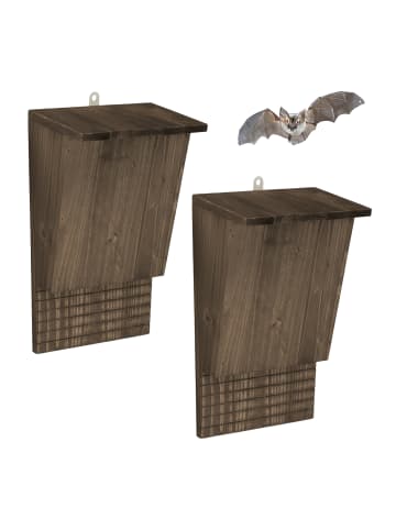 relaxdays 2 x Fledermauskasten in Braun - (B)22,5 x (H)34 x (T)12,5 cm