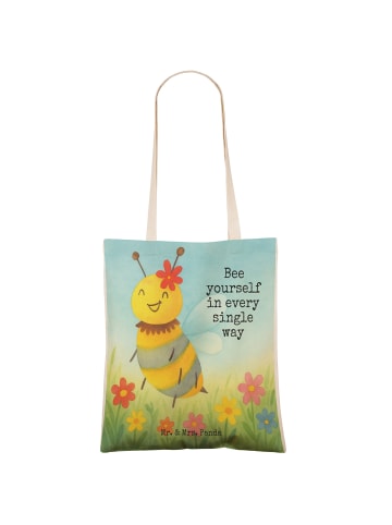 Mr. & Mrs. Panda Tasche Biene Blume Design mit Spruch in Weiß