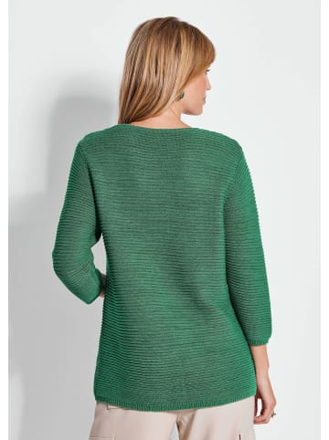 GOLDNER Kurzgröße:  Pullover Eleganter V-Ausschnitt Pullover in smaragd