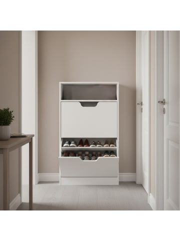 relaxdays Schuhschrank in Weiß - (B)60 x (H)102 x (T)24 cm
