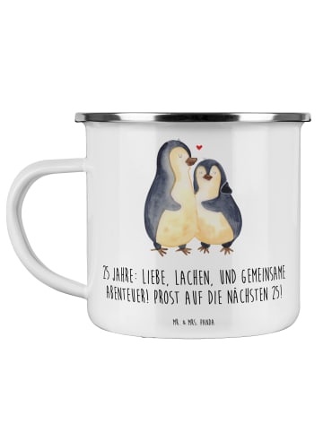 Mr. & Mrs. Panda becher emaille 25. Hochzeitstag Silberne Hochze... in Weiß