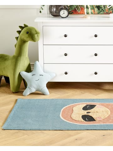 Beliani Kinderteppich ISAK in Blau/Orange/Schwarz - (W) 80 x (L) 150 cm