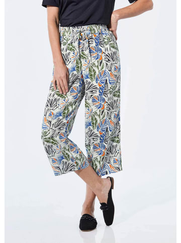 GOLDNER Kurzgröße:  Hose Sommerliche Druckhose in sand / blau / orange / gemustert