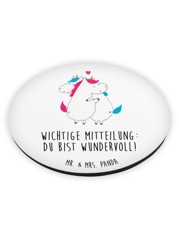 Mr. & Mrs. Panda Rund Magnet Einhorn Mitteilung mit Spruch in Weiß