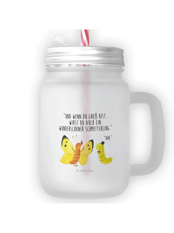 Mr. & Mrs. Panda Mason Jar Glas Raupe Schmetterling mit Spruch in Transparent