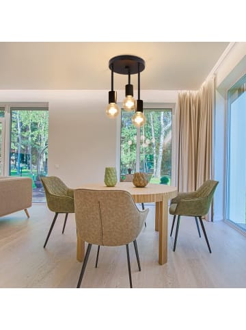 ZMH Deckenleuchte in Schwarz 3-flammige E27 Vintage Hängend Kronleuchter