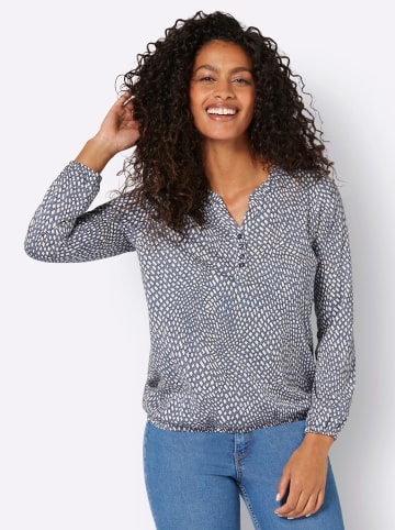 WITT WEIDEN Druck-Shirt in rauchblau-ecru-bedruckt