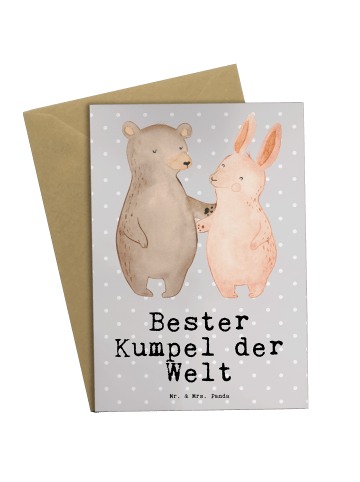 Mr. & Mrs. Panda Grußkarte Hase Bester Kumpel der Welt mit Spruch in Grau Pastell