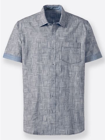 WITT WEIDEN Kurzarm-Hemd in dunkelblau-meliert