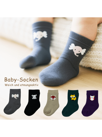 Yalion 9er-Set Yalion Socken mit Tiermotiven, weich & bequem in Schwarz